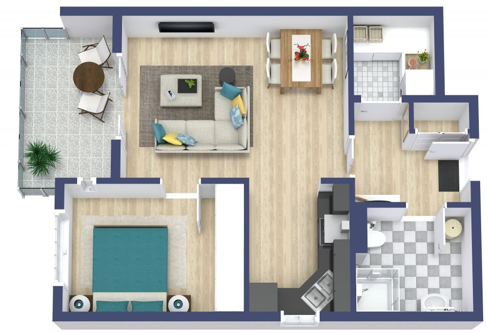 1 Bedroom Apartment Plan Examples - Apartment Flat 1 Bedroom House Floor Plan