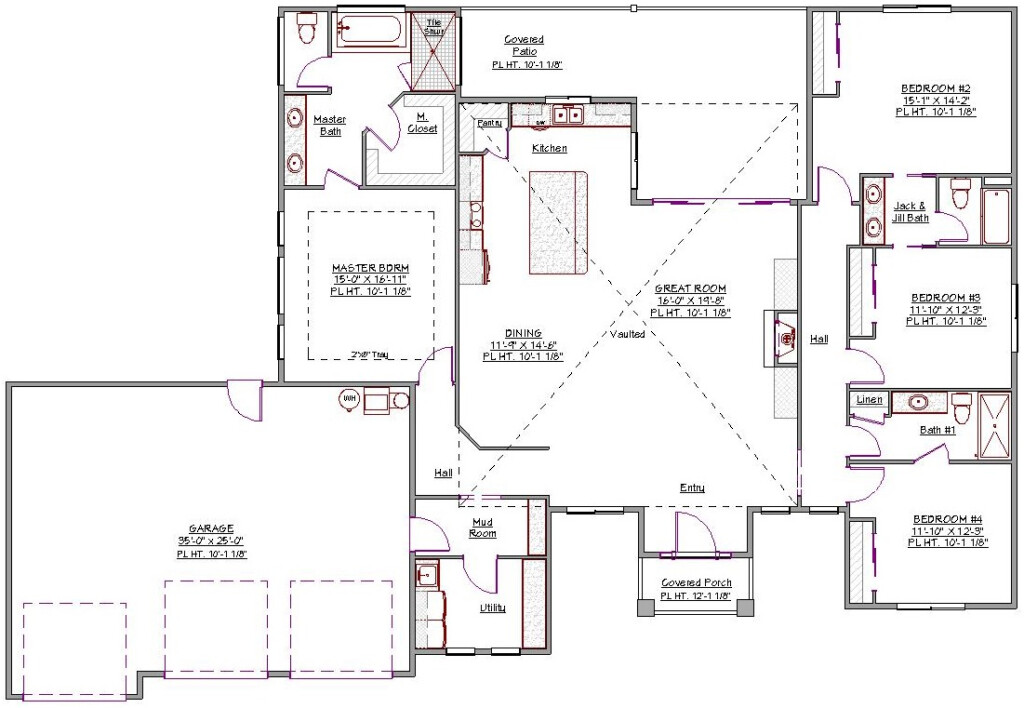 1 Story 2 706 Sq Ft 4 Bedroom 3 Bathroom 3 Car Garage Ranch Style Home - Ranch House Floor Plans 4 Bedroom 3 Bath