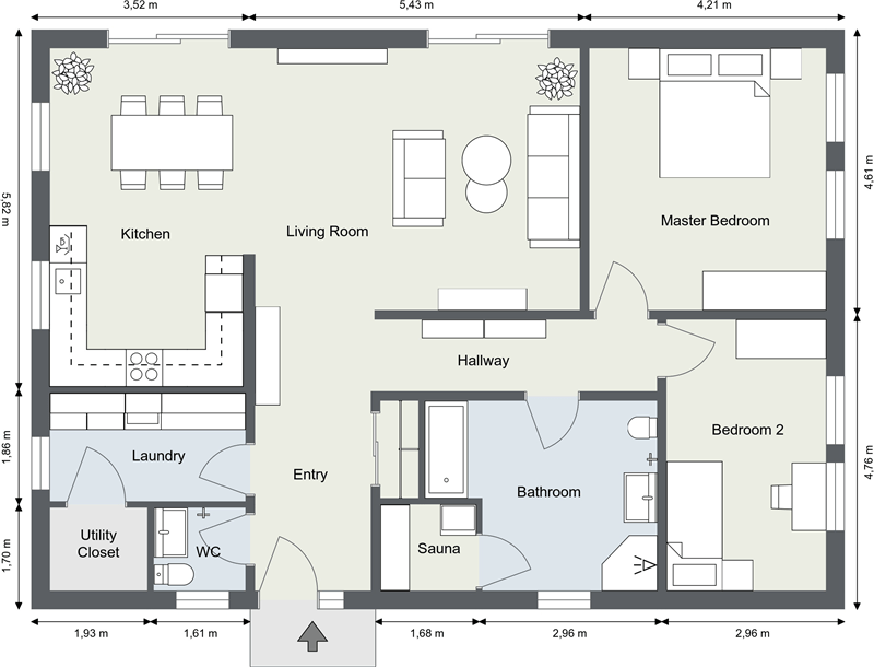 12 Examples Of Floor Plans With Dimensions - 2 Bedroom House Floor Plans With Dimensions