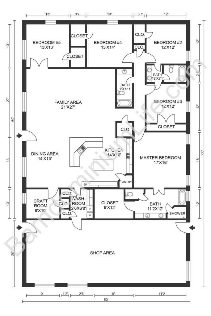 13 Best 5 Bedroom Barndominium Floor Plans Barndominium Floor Plans  - Shop House Floor Plans 5 Bedroom