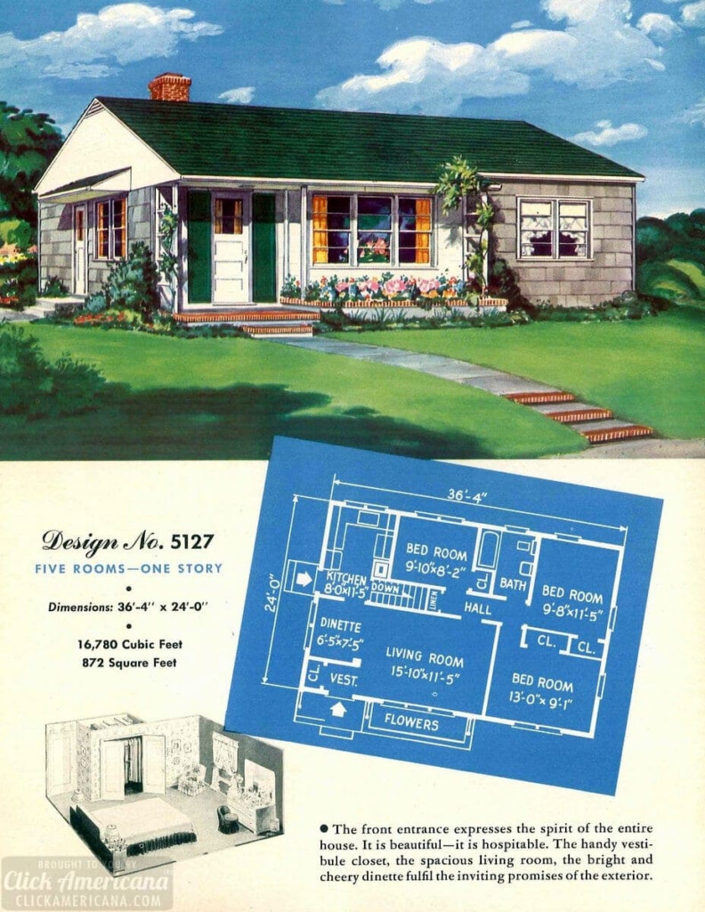 130 Vintage 50s House Plans Used To Build Millions Of Mid century Homes  - Floor Plans Of 1950's Houses Wth 2 Bedrooms