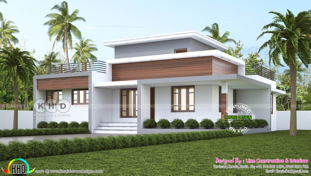 1300 Square Feet 3 Bedroom Flat Roof House Plan Single Floor Kerala  - 3 Bedroom House Plans Kerala Single Floor