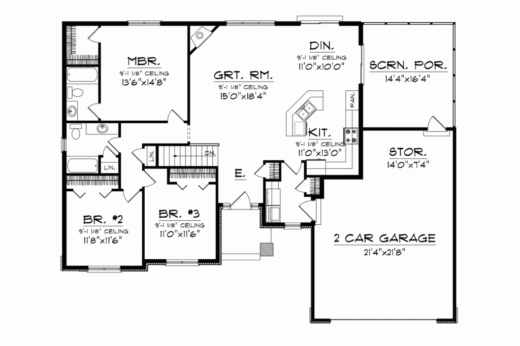 15 4 Bedroom Ranch Floor Plan Amazing Ideas  - Four Bedroom Ranch House Floor Plans