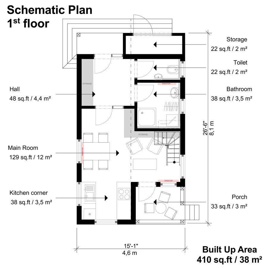 15 Small House Plans 3 Bedroom - 3 Bedroom Tiny House Floor Plan