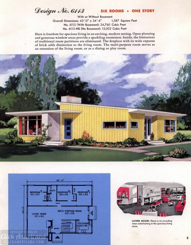 150 Vintage 50s House Plans Used To Build Millions Of Mid century Homes  - Floor Plans Of 1950's Houses Wth 2 Bedrooms