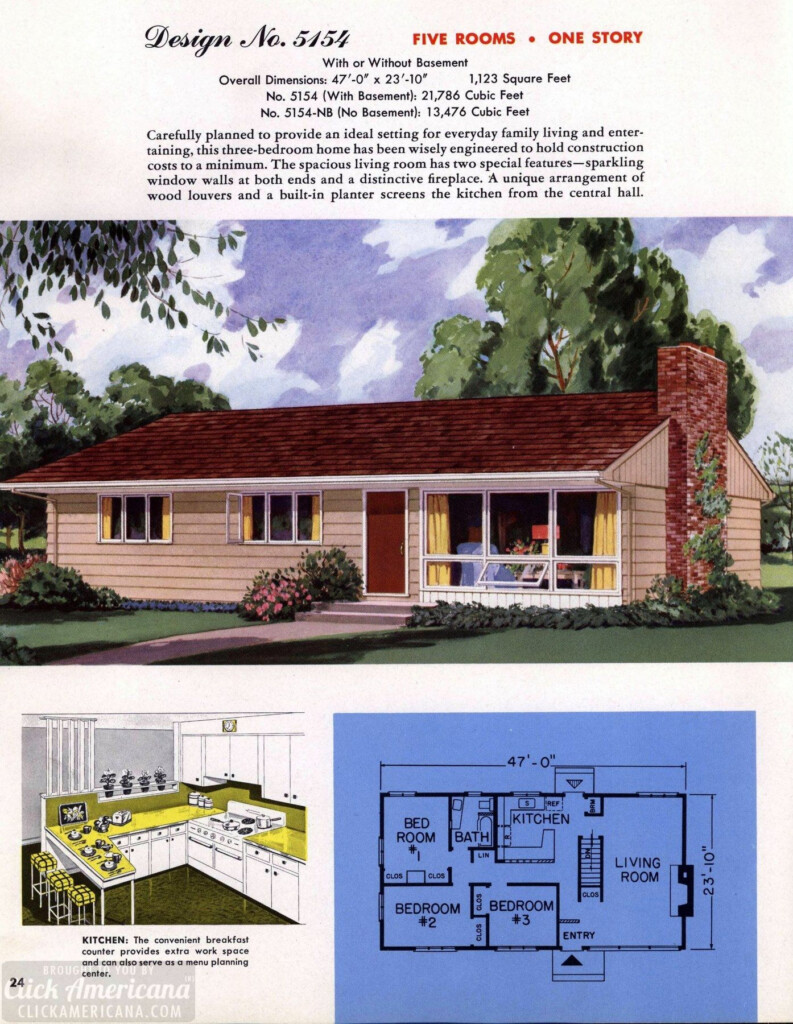 150 Vintage 50s House Plans Used To Build Millions Of Mid century Homes  - Floor Plans Of 1950's Houses Wth 2 Bedrooms