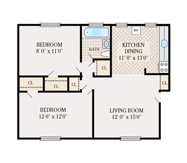 2 Bedroom 1 Bathroom 700 Sq Ft Little House Plans Small House  - 2 Bedroom 1 Bathroom House Floor Plan