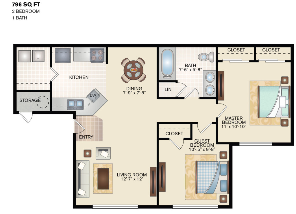 2 Bedroom 1 Bathroom Floor Plan Flooring Tips - 1 Bedroom 2 Bath House Floor Plans