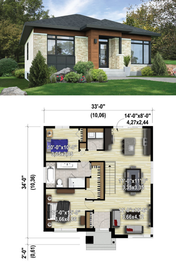 2 Bedroom Bungalow Floor Plans - Floor Plan For Bungalow House With 2 Bedrooms