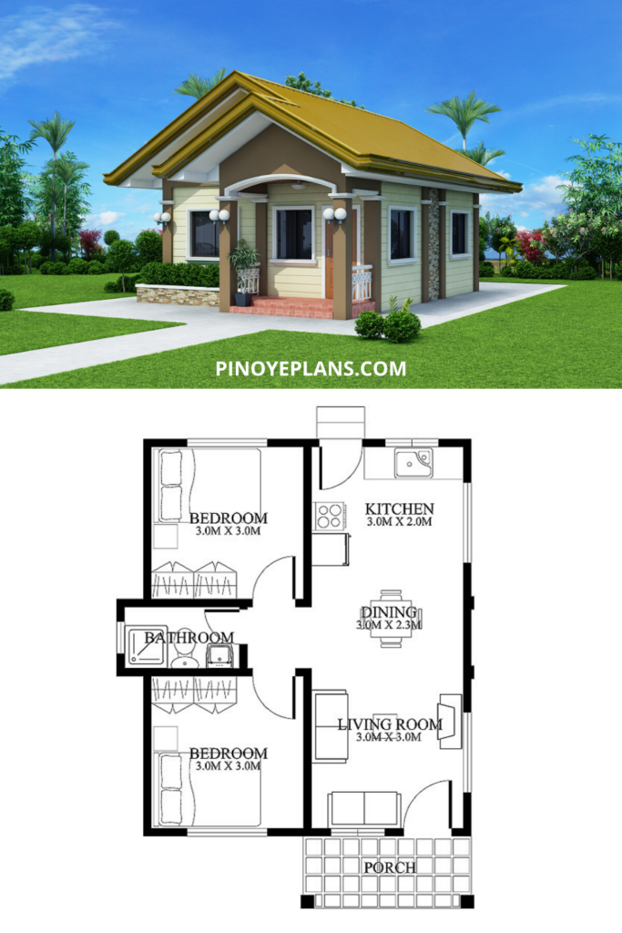 2 Bedroom Bungalow House Plan And Design Home Design Ideas - Floor Plan For Bungalow House With 2 Bedrooms