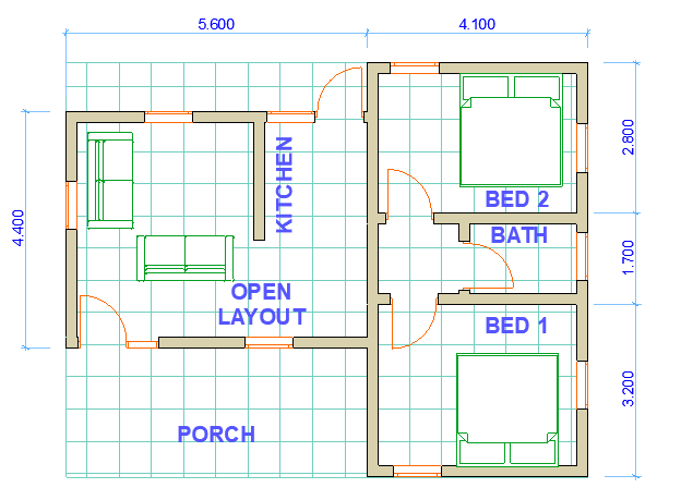 2 Bedroom Designs You Can Easily Build For Less Than 1 5m Jenganami - 2 Bedroom House Floor Plans Kenya