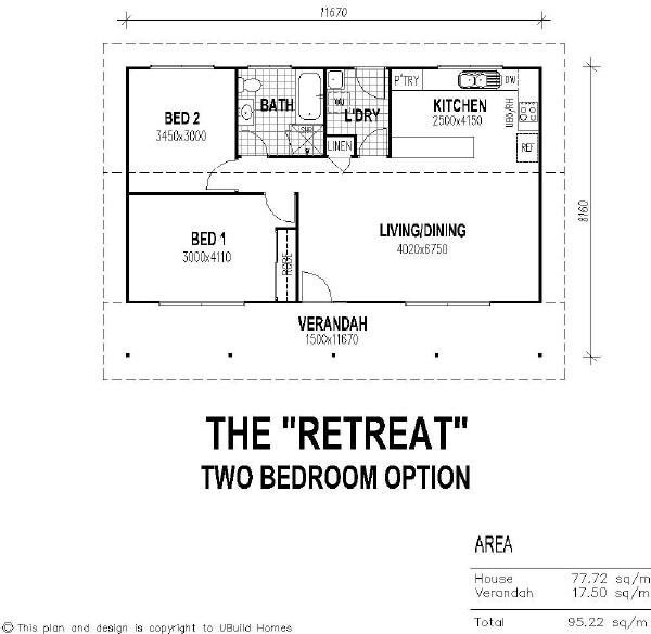 2 Bedroom Guest House Floor Plan With Verandah Guest House Plans  - 2 Bedroom Guest House Great Room Floor Plans