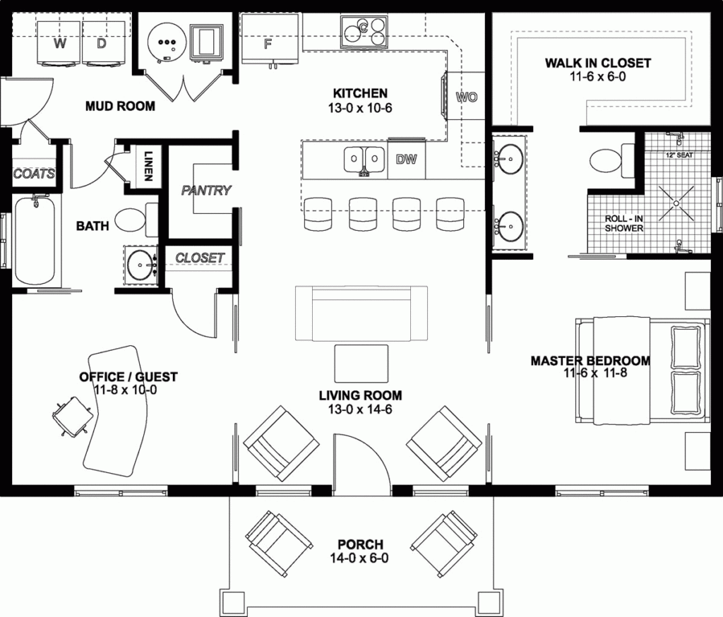 2 Bedroom House Plans Family Home Plans - Free Floor Plan For 2 Bedroom House