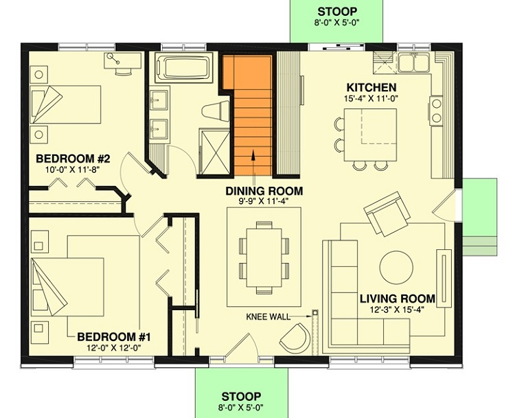 2 Bedroom House Plans For Stylish Homes CK - Floor Plan Two Bedroom House