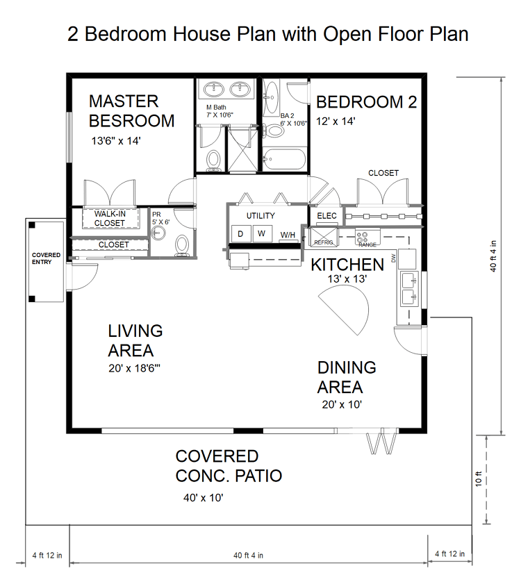 2 Bedroom House Plans Open Floor Plan With Garage Floor Roma - 2 Bedroom 2 Bath Open Concept House Floor Plan