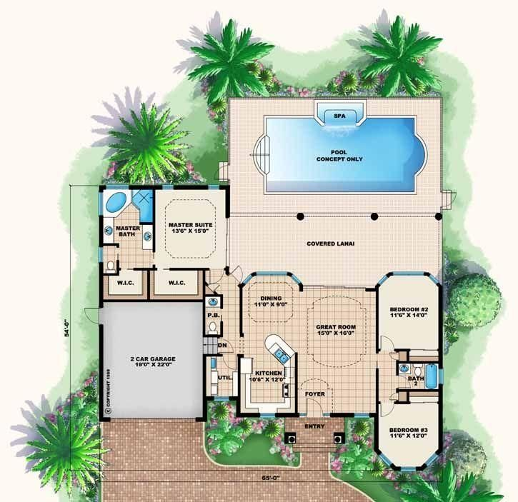 2 Bedroom Pool House With Garage Google Search Pool House Plans  - 2 Bedroom Pool House Floor Plans