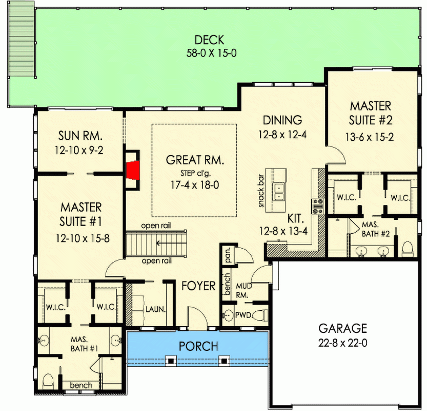 2 Master Bedroom House Plans Open Floor Plan Floor Roma - House Floor Plans With Two Master Bedrooms