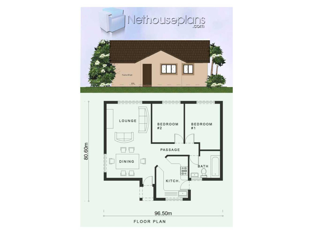 2 Room House Plans Low Cost 2 Bedroom House Plan  - Floor Plan For 2 Bedroom Wooden House