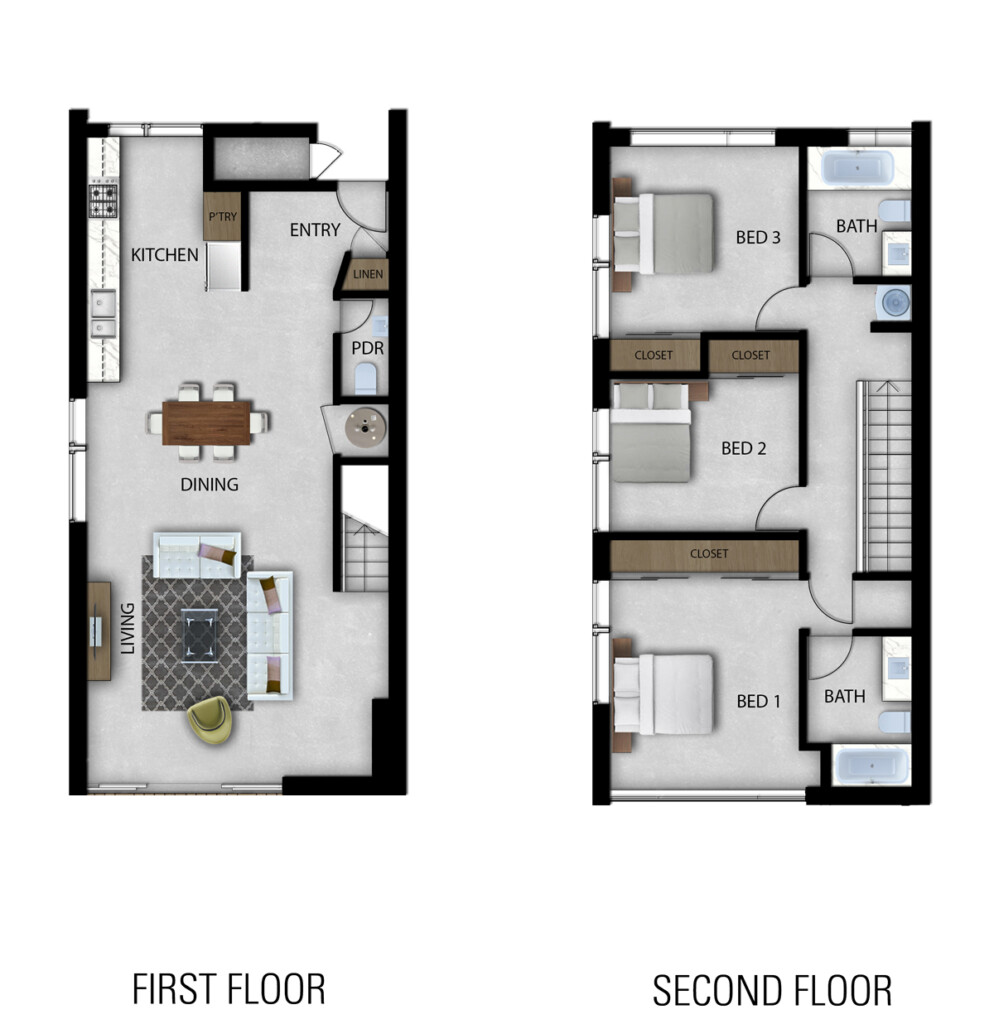 2 Story 3 Bedroom Townhouse Floor Plans Www resnooze - 3 Bedroom Town House Floor Plan