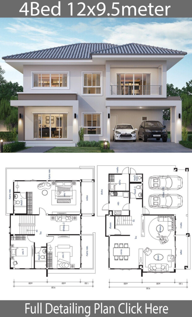 2 Story 4 Bedroom House Plans Modern Design House Design Plan 9 12 5m  - Two Story 4 Bedroom House Floor Plans