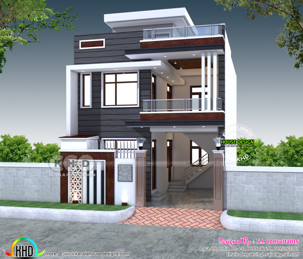 2200 Sq ft 4 Bedroom India House Plan Modern Style Kerala Home Design  - 4 Bedroom House Floor Plans India