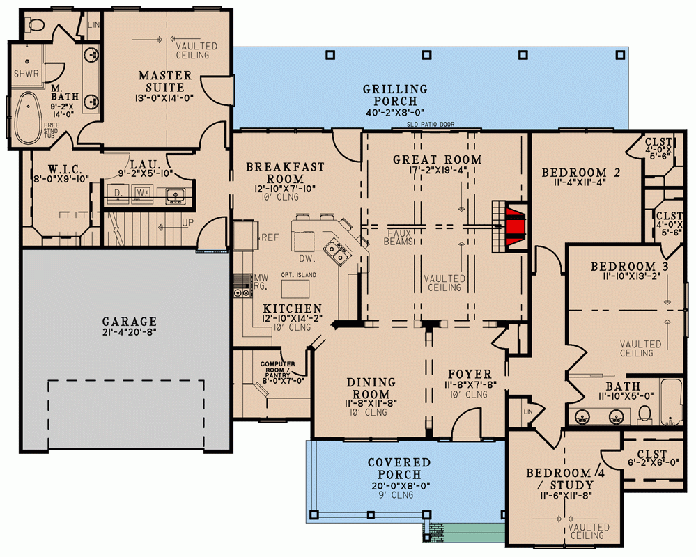 2200 Square Foot Modern Farmhouse Plan With 4 Bedrooms And Optional  - 4 Bedroom House Floor Plans With Basement