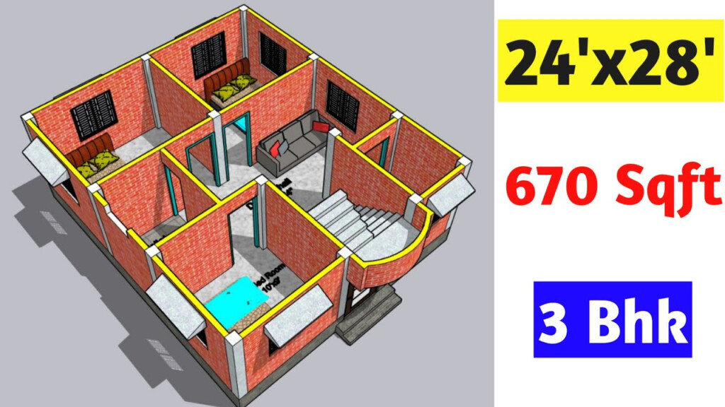 24 X 28 House Plans 24 X 28 House Design 24 X 28 House Floor  - One Bedroom 24x28 House Floor Plans