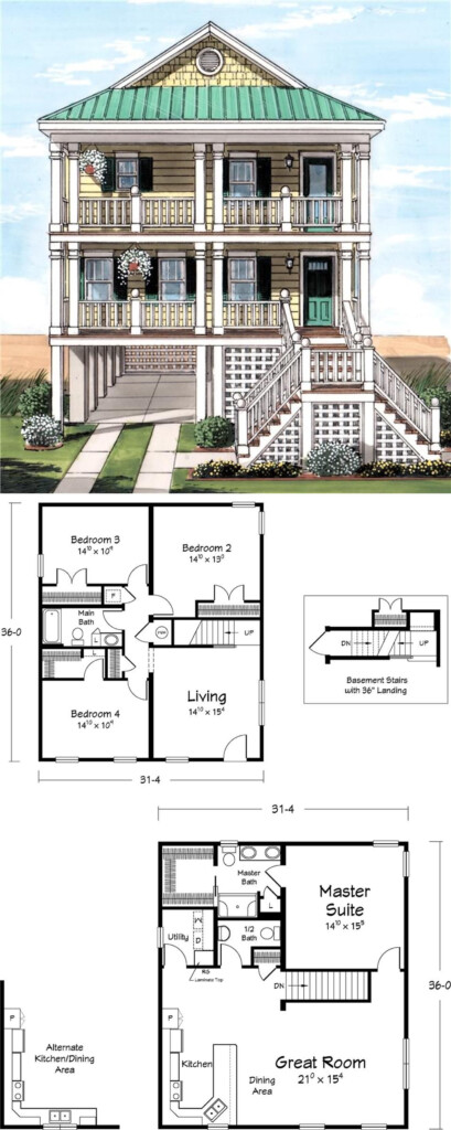 25 Stunning Beach House Floor Plans Real Home Plans - 2 Bedroom Beach House Floor Plans