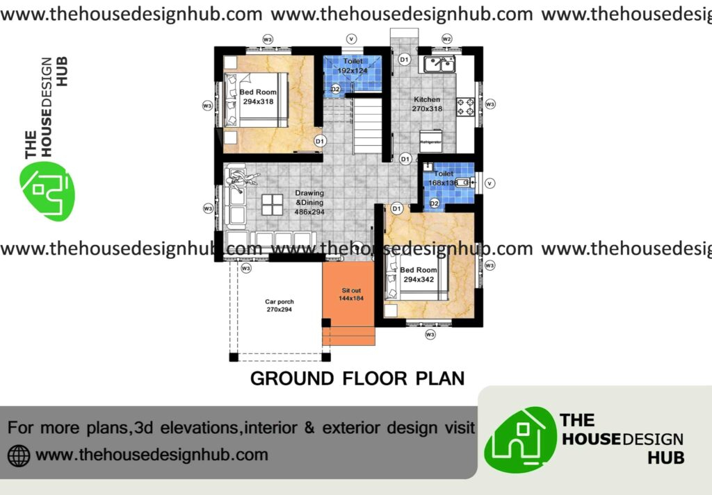 28 X 29 Ft Ground Floor 2 Bedroom House Plan In 850 Sq Ft The House  - Ground Floor 2 Bedroom House Plans