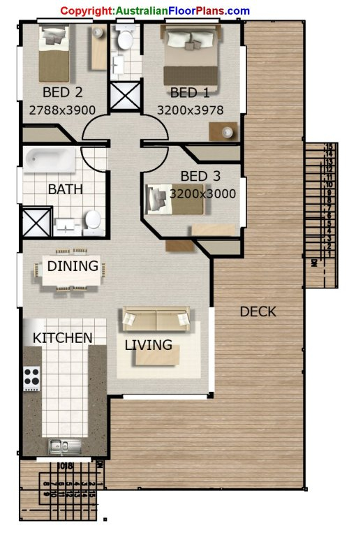 3 Bed Beach House 2 Level Floor Plan 251KR 3 Bed 2 Bath 2 Story  - 3 Bedroom Beach House Floor Plan