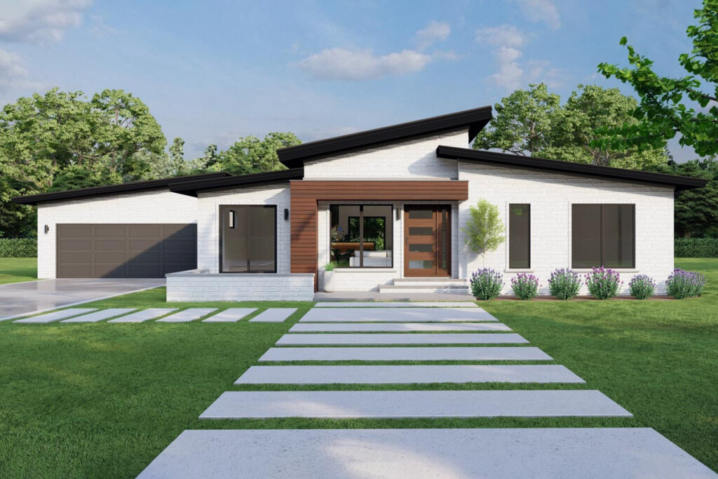 3 Bed Modern House Plan Under 2000 Square Feet With Detached Garage  - 3 Bedroom House Floor Plan With A Garage