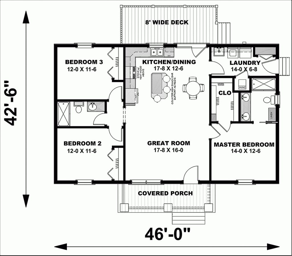 3 Bedroom 2 Bath Floor Plans - House Floor Plans 24 X 40 3 Bedroom 2 Bath