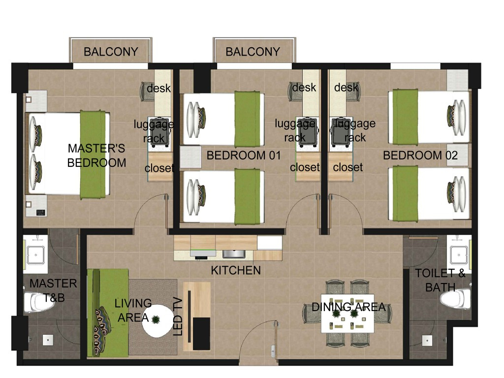 3 Bedroom Apartment House Plans - 3 Bedroom Floor House Plans