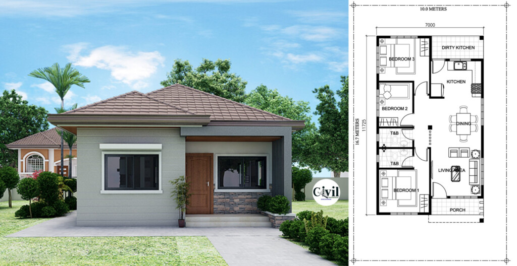 3 Bedroom Bungalow Floor Plan With Dimensions Viewfloor co - 3 Bedroom House Floor Plan Designs