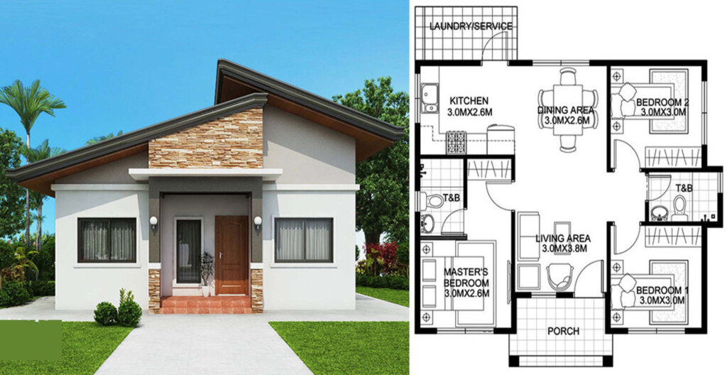 3 Bedroom Bungalow Floor Plan With Dimensions Viewfloor co - Bungalow Floor Plans 3 Bedroom Modern Bungalow House Design