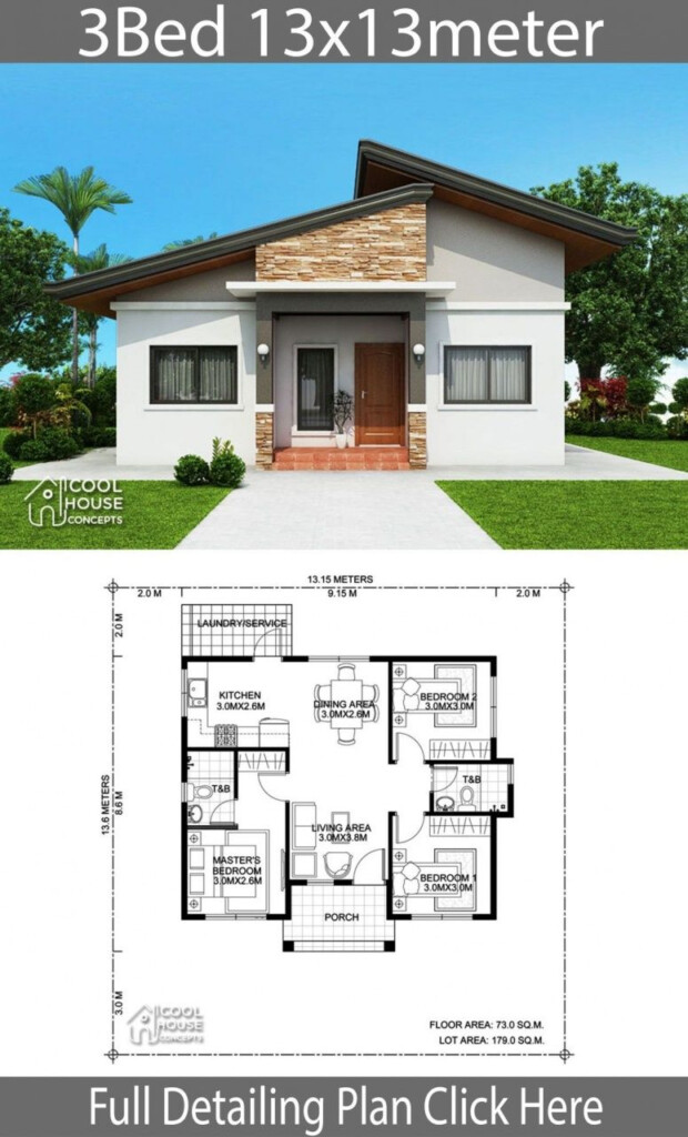 3 Bedroom Bungalow House Plans Bungalow House Design House Front  - 3 Bedroom House Floor Plans