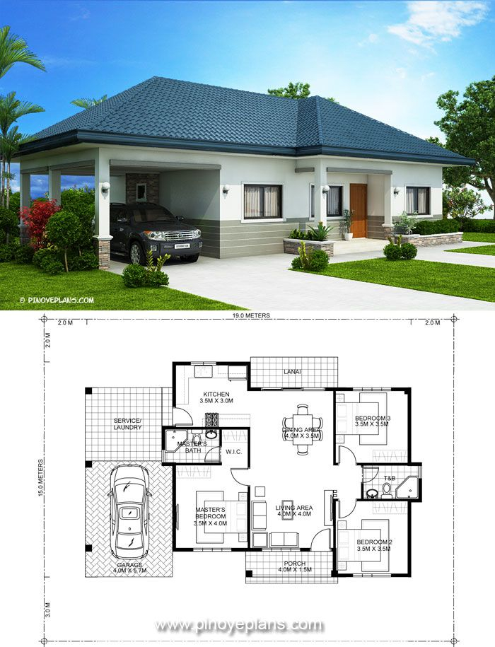 3 Bedroom Bungalow Modern House With Their Floor Plan Splendid Three  - Bungalow Floor Plans 3 Bedroom Modern Bungalow House Design