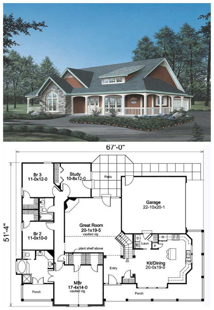 3 Bedroom Country Home Floor Plan With Wrap Around Porch 138 1002  - 3 Bedroom Country House Floor Plans