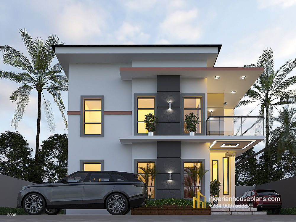 3 Bedroom Duplex Ref 3038 NIGERIAN HOUSE PLANS - 3 Bedroom House Floor Plans In Nigeria