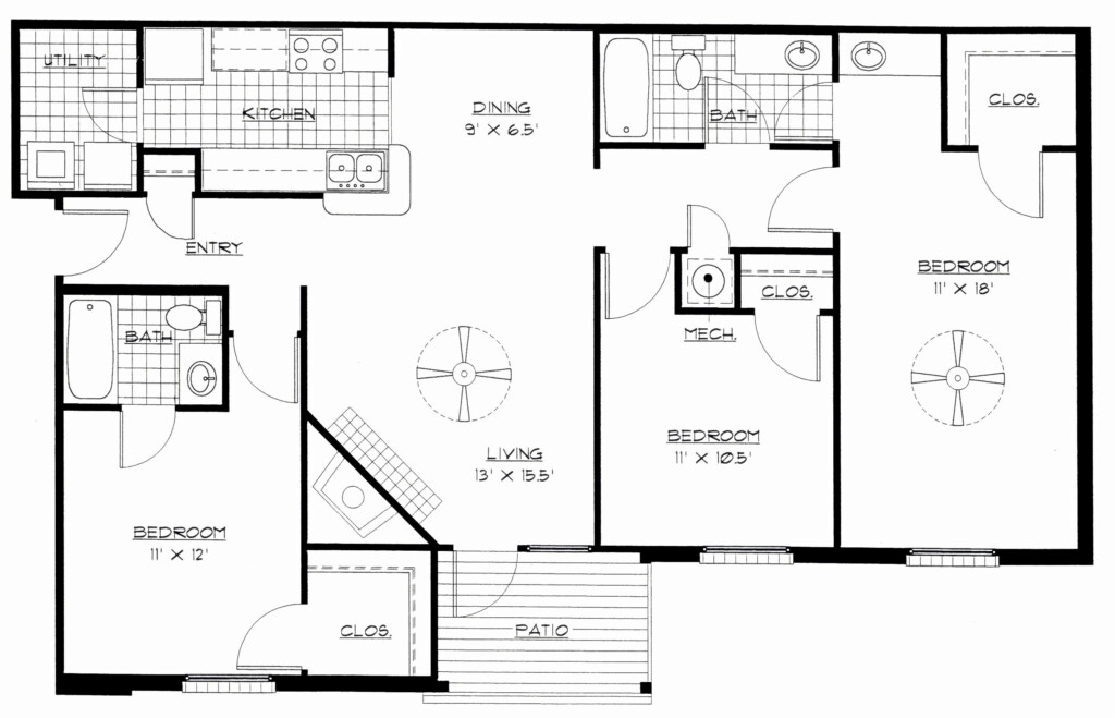 3 Bedroom Floor Plan With Dimensions Pdf AWESOME HOUSE DESIGNS  - 3 Bedroom House Floor Plan Dimensions