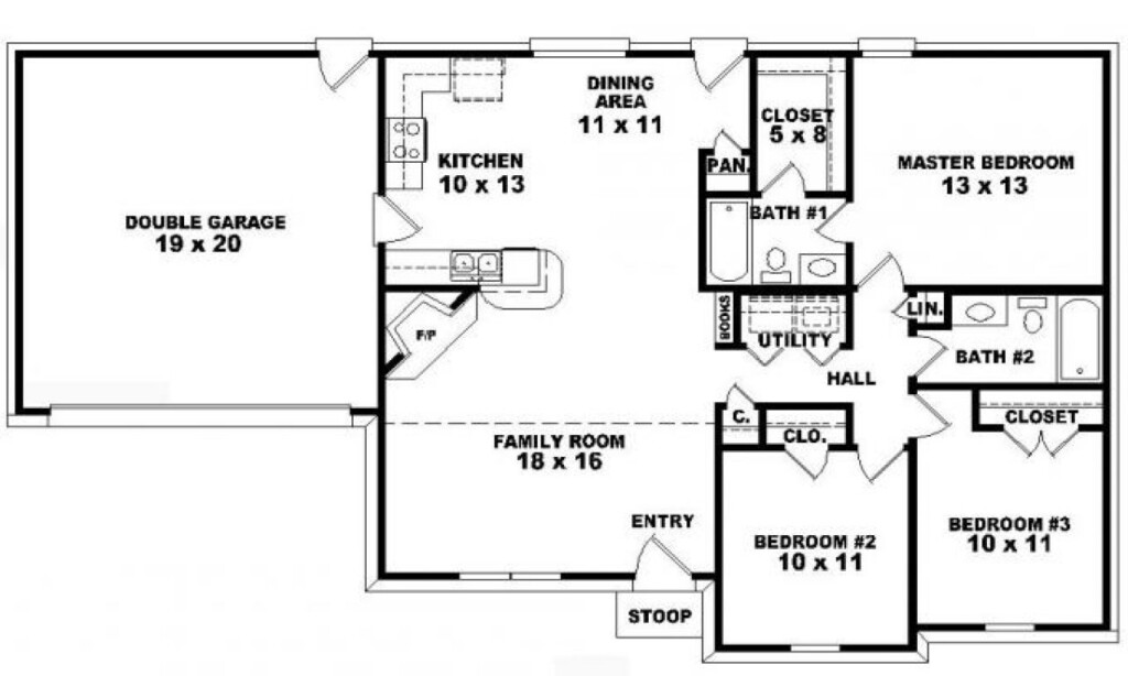 3 Bedroom Floor Plans One Story Floorplans click - 1 Storey House Floor Plans With 3 Bedrooms