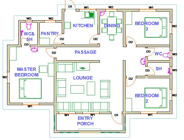 3 Bedroom House Designs And Floor Plans In Kenya Home Alqu - 3 Bedroom House Floor Plan In Kenya