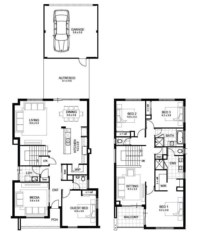 3 Bedroom House Designs Perth Double Storey House Plans House  - 3 Bedroom House Plans 2 Floors