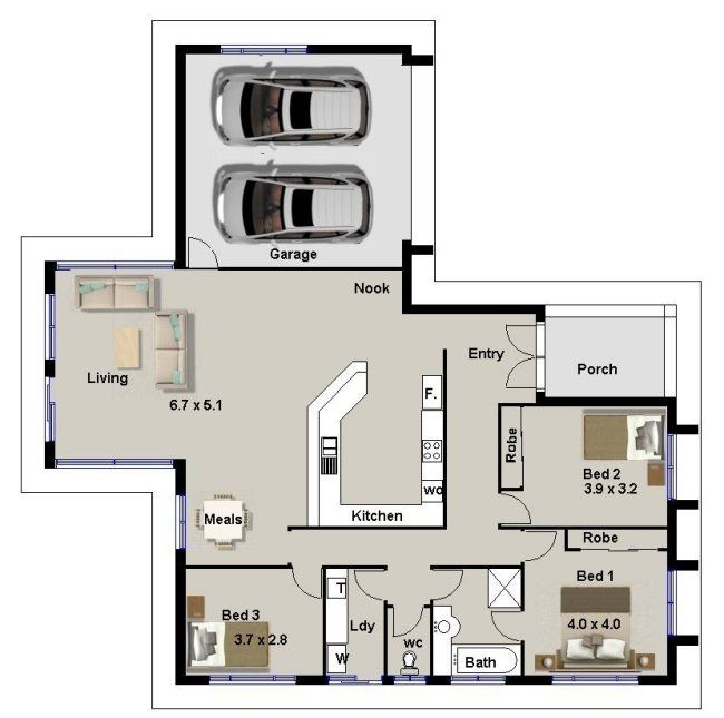 3 Bedroom House With Double Garage Floor Plan Bedroom Poster - 3 Bedroom House With Double Garage Floor Plan