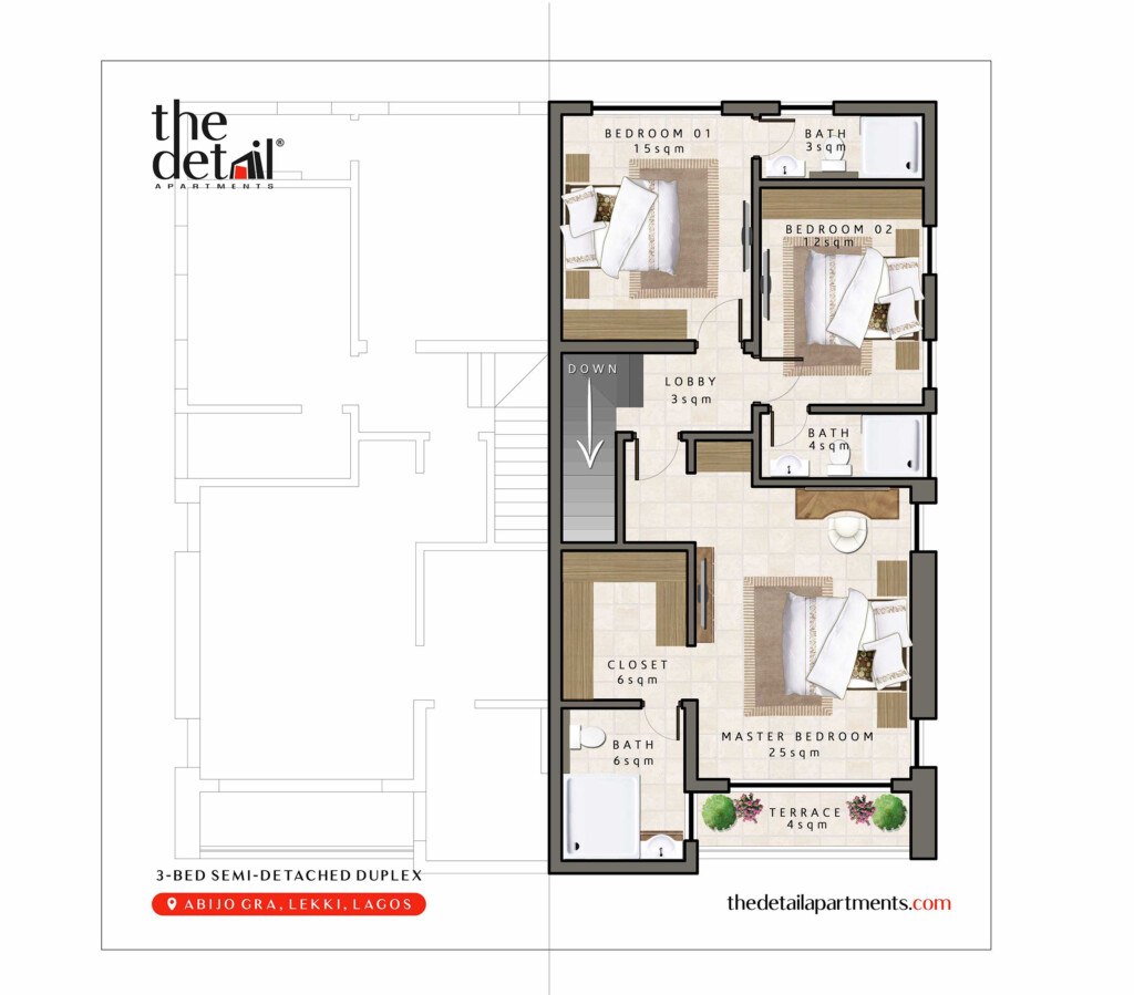 3 Bedroom Semi Detached The Detail Apartment - 3 Bedroom Semi Detached House Floor Plan