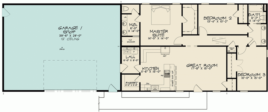 3 Bedroom Shop House Plan With Metal Siding 70782MK Architectural  - 3 Bedroom Shop House Floor Plans