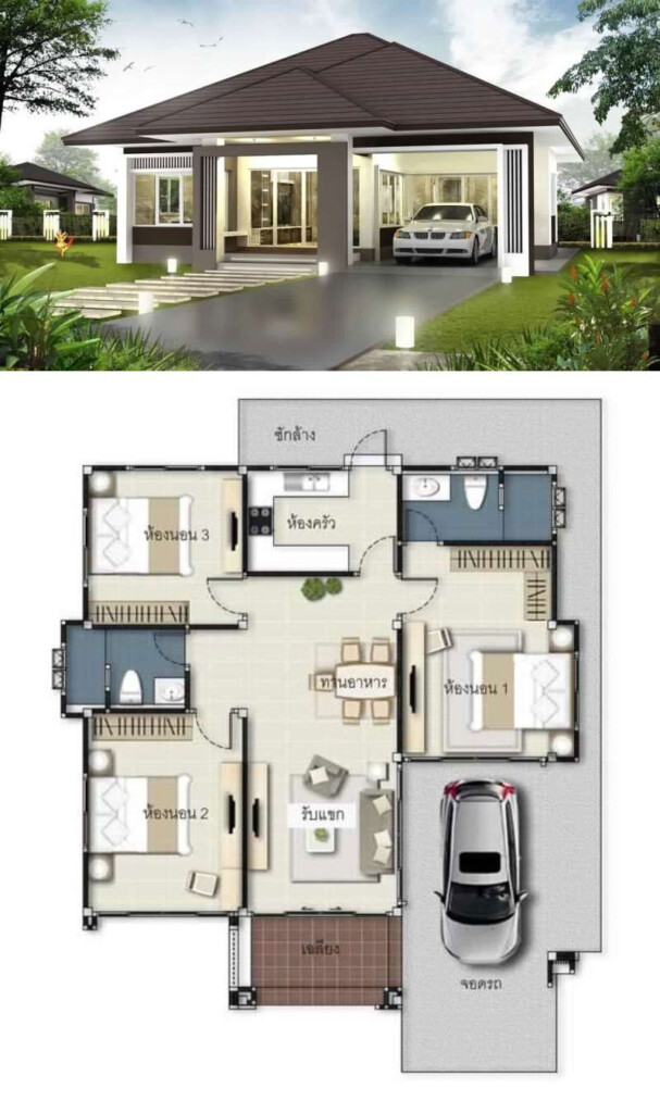 3 Concepts Of 3 Bedroom Bungalow House Modern Bungalow House Plans  - 3 Bedroom Bungalow House Floor Plans 3d