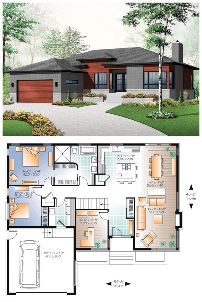 30 Simple 3 Bedroom House Plans With Double Garage 9F2 - 1 Floor House Plans 3 Bedroom With Dimensions