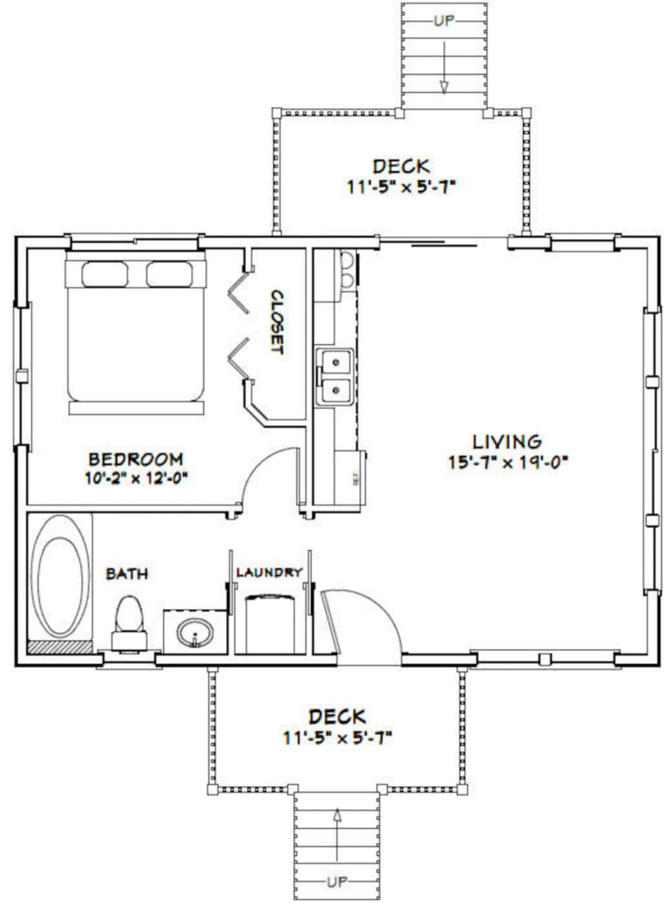 30x20 House 1 bedroom 1 bath 600 Sq Ft PDF Floor Plan Instant Download  - One Bedroom One Floor House Plan 600sq Ft