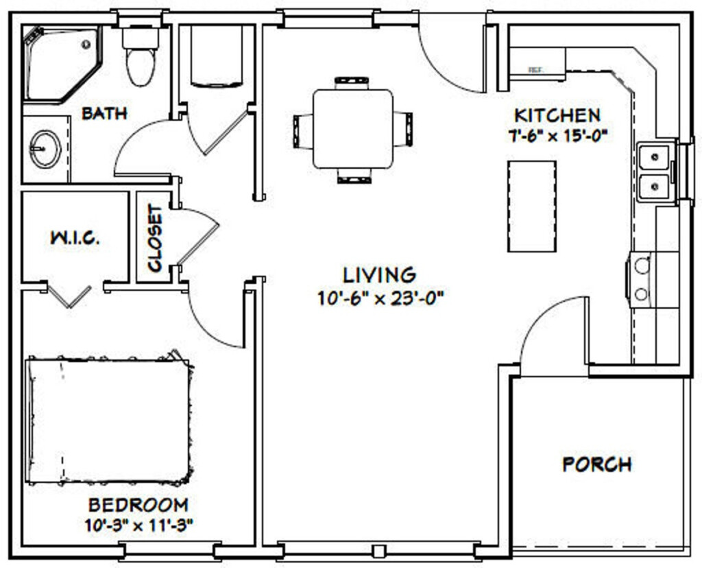 30x24 House 1 bedroom 1 bath 657 Sq Ft PDF Floor Plan Instant Download  - 1 Bedroom 1 Bath House Floor Plans